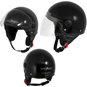 Motorhelm motorfiets scooter Jet helm Demi met vizier SonicMoto JET 57 cm ( M) zwart