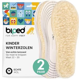 biped 2 paar kinder inlegzolen van lamswol - Winter inlegzolen op maat te knippen - Extra dikke inlegzolen - Verwarmende wollen inlegzolen voor kinderschoenen en laarzen z2738