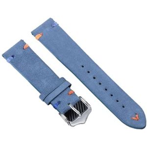 YingYou Lederen Armband Vintage Zachte Horlogeband Vervangen Polsriem Snelsluiting Retro Suède Stiksels Riem 20 Mm 22 Mm (Color : Light Blue-Silver, Size : 20mm)