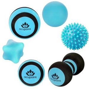 Acupoint Massagebaltherapieset voor spierknopen en post-workout - fysiotherapieballen, triggerpoint- en yogatherapie, massagebal voor voeten - 6-delige set (blauw)