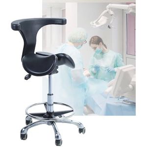 Hydraulische Zadelkruk Met Rugleuning, Draaibare, Rollende Ergonomische Stoel 4 Hoogtes Beschikbaar For Schoonheidssalon Massage Tandheelkundige Kliniek Thuiskantoor Gebruik(Height: 55-75CM)