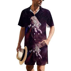 The Astronaut Artist Hawaïaans pak voor heren, set van 2 stuks, strandoutfit, shirt en korte broek, bijpassende set