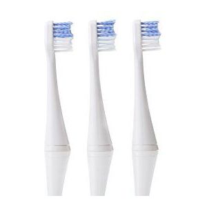 Smileactives Vibrite Sonic elektrische tandenborstelkoppen, 3 witte/blauwe vervangende borstelkoppen met stevige punt borstelharen voor het bleken en reinigen van tanden, helpt bij het verwijderen van