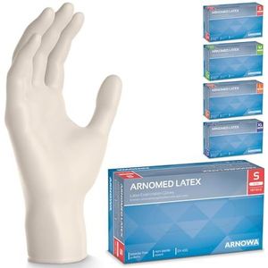 ARNOMED Latex wegwerphandschoenen S, wit, poedervrij, 500 stuks, wegwerphandschoenen, handschoenen voor eenmalig gebruik, verkrijgbaar in maat XS, S, M, L & XL