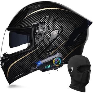 Modulaire Bluetooth-motorhelm, integraalhelm met opklapbaar dubbel vizier, met dubbele luidspreker en microfoon, DOT/ECE-goedgekeurd, voor volwassenen, mannen en vrouwen, maat M~XXL D,L=59-60CM
