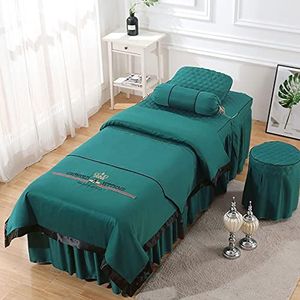 MESCXTY 4-delige microvezel dekbedovertrekset voor massagetafel, effen, zacht, voor schoonheidssalons, voor lichaamsfysiotherapie-massage, groen, 190 x 75 cm