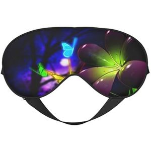 WSHFFILO Blauw Paars Bloem Vlinder Gedrukt Dubbelzijdig Zacht Verduisterend Oogmasker Slaap Aid Oogmasker Reizen Oogmasker