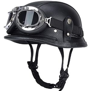 Motorhelm, ECE-gecertificeerde Duitse halfgelaatsveiligheidshelm Pilot Scooter Cruiserhelm D, XXL = 61-62 cm(D,M=5556CM)