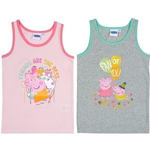 United Labels Peppa Pig Onderhemd voor meisjes en kinderen, tanktop, ondergoed, roze/grijs, verpakking van 2 stuks, Meerkleurig, 110/116 cm