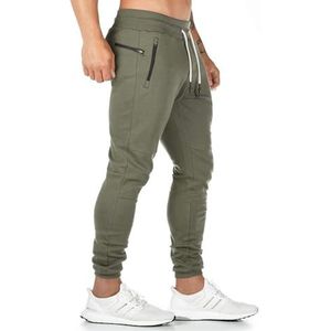 Yageshark Joggingbroek voor heren, katoen, sweatbroek, sportbroek, fitness, slim fit, vrijetijdsbroek, joggingbroek, streetwear, groen, S