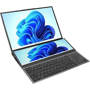 Laptop met Aanraakscherm, 8 GB DDR4 RAM 100-240 V 16 Inch 14 Inch Dual-screen 13600 MAh Batterij Notebook voor Entertainment (EU-stekker)