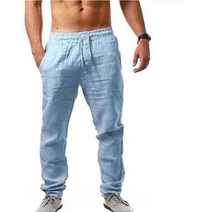 Heren - Linnen Broek - Zomerbroek - Met Print - Lichte Lange Strandbroek - Joggingbroek