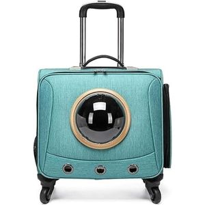 Hondenwandelwagen 4 wielen, 2-in-1 trolley rugzak transporttas op wielen voor honden en katten, huisdier slimme kinderwagen (kleur: groen)