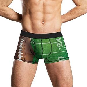 American Football Field And Rugby Boxershorts voor heren, ademend ondergoed, stretch tailleband, grappige print, kofferbak L