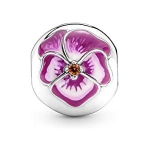 Pandora Roze viooltje bloem Clip Charm 790772C01