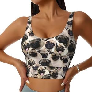 Leuke Mopshond Print Casual Wear Vrouwen Sport Vest Yoga Vest Workout Vest Voor Vrouwen Lichtgewicht Trendy, Zwart, S
