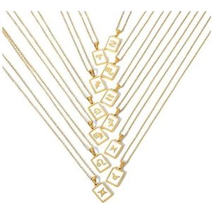 18K goud roestvrij staal 12 Zodiac ketting eenvoudige vierkante hanger ketting (Style : JDZG301-12)