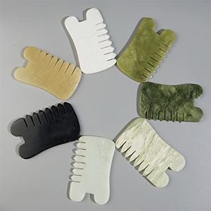 Gouache Natuursteen Gua Sha Massage Kam Hoofd Lichaam Meridiaan Schrapen Reflexologie Bloedcirculatie Jade Therapie Gereedschap 1 Stks (Kleur: Zwart)