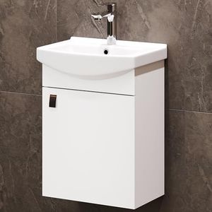 Planetmöbel badkamermeubel set wastafel met badmeubel 45 x 60 x 33 cm met wastafelkraan chroom voor badkamer & gastentoilet, wit