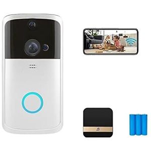 Video Doorbell Tuya Smart Video Deurbel Camera Intercom Outdoor Draadloze Deurbel Motion for Residentiële Beveiliging(White)