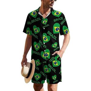 Love Brazil Hawaïaans pak voor heren, set van 2 stuks, strandoutfit, shirt en korte broek, bijpassende set