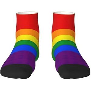 Regenboogvlag print veelzijdige sportsokken voor casual en sportkleding, geweldige pasvorm voor voetmaten 36-45, Regenboog Vlag, Eén Maat