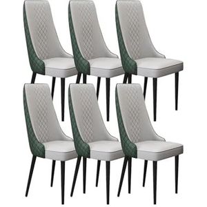 Eetkamerstoelen set van 6, Home Restaurant stoel Nordic Simple microvezel lederen keukenstoelen met stevige metalen poten