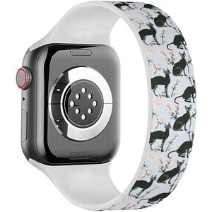 Solo Loop band compatibel met alle series Apple Watch 42/44/45/49mm (drie zwarte Siamese Sfinx katten) rekbare siliconen band band accessoire, Siliconen, Geen edelsteen