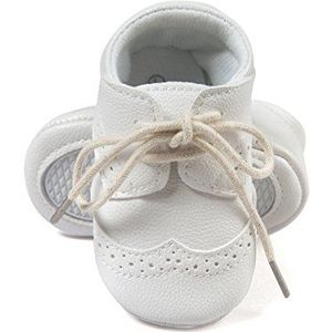 Baby Jongens Sneakers Baby Antislip Zachte Zool Schoenveter Eerste Schoentjes Wit 3-6 maanden