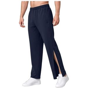 Heren Baggy Joggingbroek, Casual Joggingbroek Met Zakken, Wijde Pijpen, Relaxte Stijl, Lange Sportbroek, Trainingsbroek Met Rits Over De Gehele Lengte(Blue B,M)