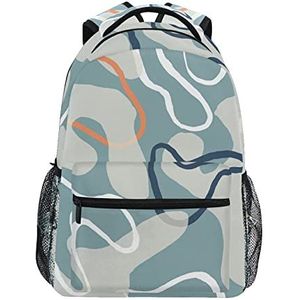 Grijze witte oranje lijn schoolrugzak voor meisjes jongens middelbare school stijlvol ontwerp student tassen boekentassen, Patroon, 11.5×8×16In