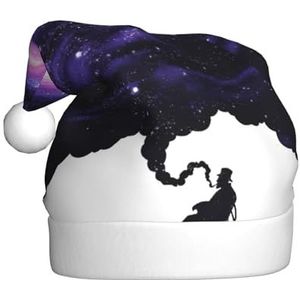 TyEdee Galaxy space art print Xmas vakantie hoed voor volwassenen, kerstmuts, zachte kerstmuts, voor feestelijke kerstfeest decor