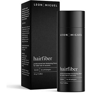 LEON MIGUEL Hair Fiber - Haarverdichting - Premium Strooighaar/Strooihaar met direct effect bij inhammen, haaruitval en licht haar - Haarpoeder | 25g (BLONDE)