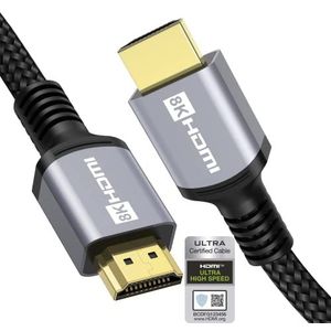 Anhuicco 4K 8K HDMI 2.1-kabel gecertificeerd 2m 48Gbps 10K 30Hz 8K 60Hz 4K 120Hz 2K 240Hz Full HD 7680P ALLM VRR FreeSync Arc eARC Dolby HDR10+ HDCP 2.3 ondersteunt PS5 Soundbar Juegos 8K TV