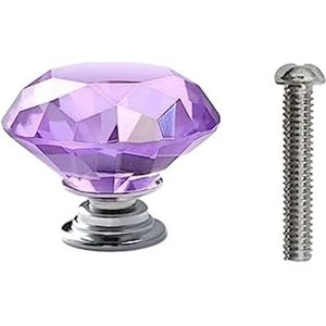 Kast handgrepen Kristallen deurknoppen, 10 stuks diamanten handvat kristalglas veelkleurige basisknop ladekast deurknop blauw (kleur: roze)(Color:Purple)