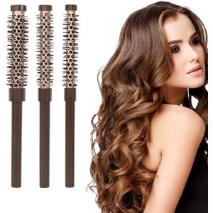 Ronde borstel, klein, 3 stuks föhnborstel, ronde haarborstel, met aluminium buis, perfect voor snelle styling, volume en zachte verzorging van kort tot middellang haar, geschikt voor dames en heren
