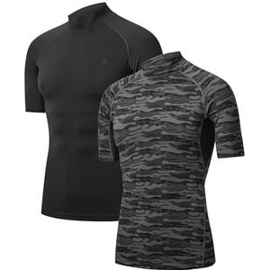 DANISH ENDURANCE - Compressie Top - Zwart Grijs Camo - Onderlaag Shirt - 2-Pack