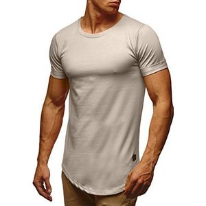 Leif Nelson LN6368 Zomer-T-shirt voor heren, ronde hals, slim fit, gedeeltelijk van katoen, modern T-shirt met korte mouwen, Signaalgrijs, XXL