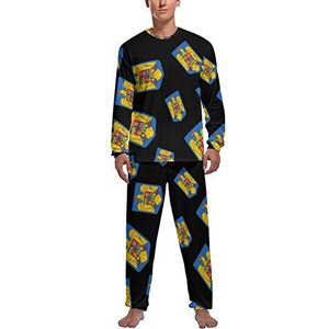 Coat Arms of Roemenia Zachte heren pyjama set comfortabele lange mouwen loungewear top en broek geschenken XL
