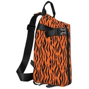 Haocloud Cupcakes Donuts Muffins Suikerprint Reizen Crossbody Rugzak Tas, Lichtgewicht Sling Bag Voor Reizen Unisex, Tijger strepen oranje patroon, Eén maat