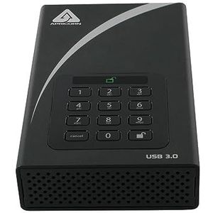 Apricorn Aegis Hangslot 4TB Desktop 256-Bit Hardware Gecodeerde USB 3 Harde Schijf (ADT-3PL256-4000EMEA)