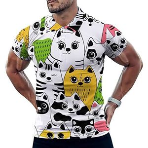 Kleurrijke Katten Grappige Mannen Polo Shirt Korte Mouw T-shirts Klassieke Tops Voor Golf Tennis Workout