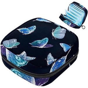 MUOOUM Neon Vlinder Patroon Maandverband Opbergtas Menstruatie Pad Tas Draagbare Menstruatie Cup Pouch met Rits voor Tiener Meisjes Vrouwen Dames