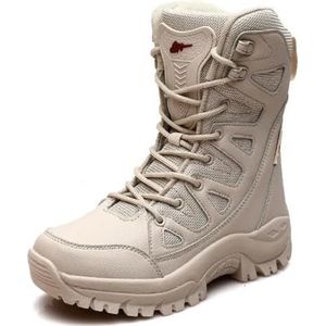 Mannen Boot Hoge Top Leger Laarzen Paar Speciale Krachten Combat Tactische Combat Laarzen Bergbeklimmen Schoenen, Romig-wit, 38 EU