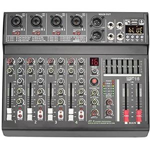 Audio DJ-mixer 70mm Fader Mixer 4 Kanaals 7 Band EQ 16 Effecten Mixing Console Individuele 48V USB Play Record Geluid Tafel Podcast-apparatuur