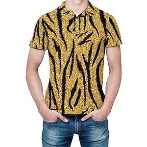 Golden Tiger Skin T-shirt met korte mouwen voor heren, golfshirt, regular fit, tennisshirt, casual business tops