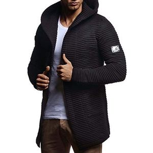 Leif Nelson LN5715 Heren sweatshirt, cardigan met slanke pasvorm, heren trainingsjas met capuchon, moderne hoodie pullover, S