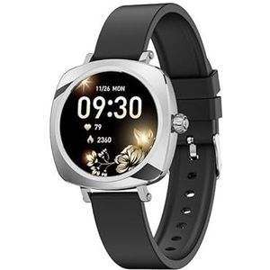 1.19 ""AMOLED Bluetooth Talk IP68 waterdichte sport smartwatch dameshorloge (Color : Steel Black)