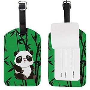 Mijn Dagelijkse Leuke Baby Panda Bamboe Bagage Tags PU Lederen Tas Koffers Bagage Label 2 Stuks Set