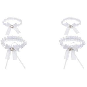 2 Set van 2 Stuk Womens Kant Bloem Been Jarretelgordel Ringen Wit, 33 cm